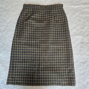 Aquascutum London Virgin Wool Houndstooth Academia Pencil Skirt